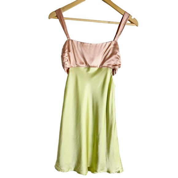 Hansen & Gretel Honeydew Blush Melon Silk Satin Sleeveless Mini Dress Size XS - Picture 3 of 12